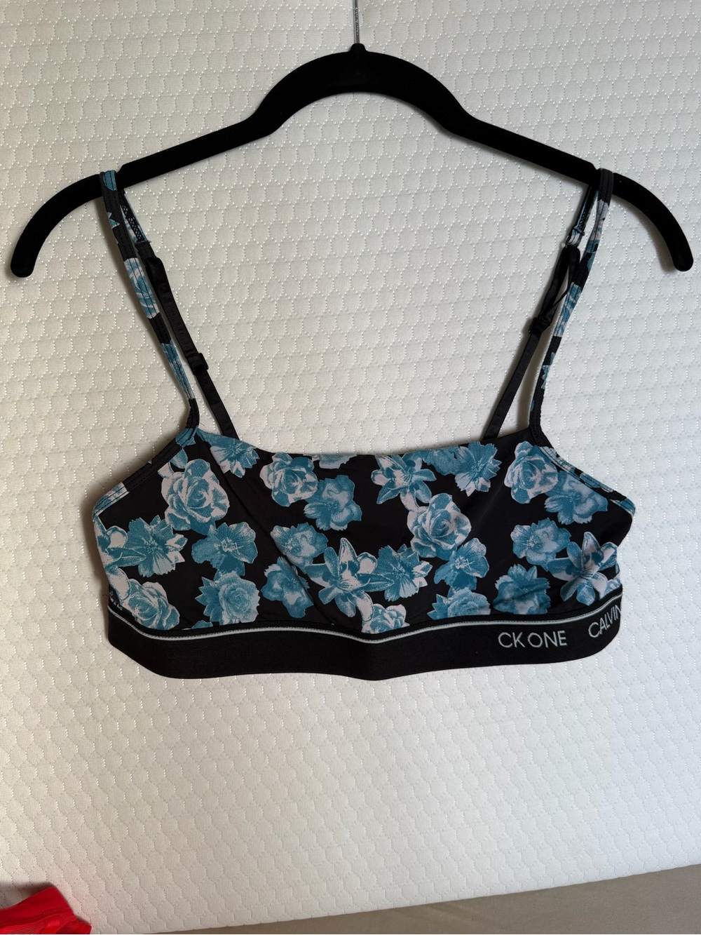 Calvin Klein Floral Bralette in Black and Teal Blue